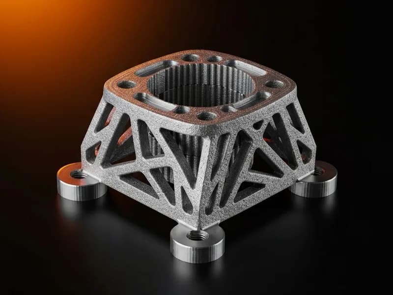 Metal DMLS stainless steel lattice component — aerospace bracket — Layer X